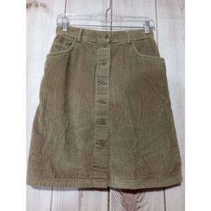 Eddie Bauer‎ Skirt Ladies 6 Corduroy Tan Button Front #outdoors